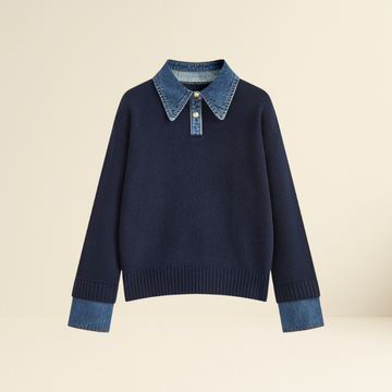 2 in 1 Panel Lapel Sweater