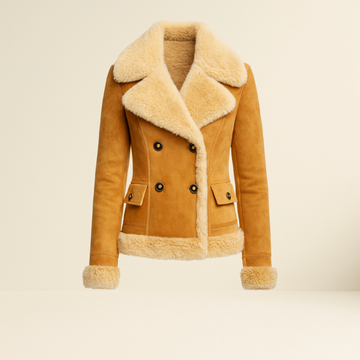 Women's Shearling-Lined Suede Aviator Jacket