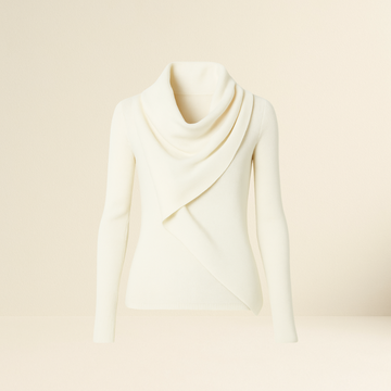 Draped Cowl Neck Long-Sleeve Top