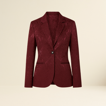 Noble Burgundy Jacquard Satin Blazer