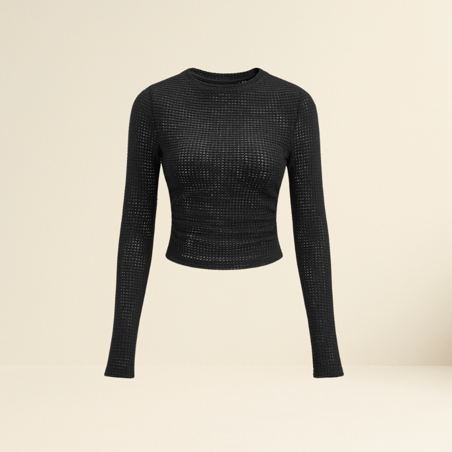 Plain Waffle Slim Sweater