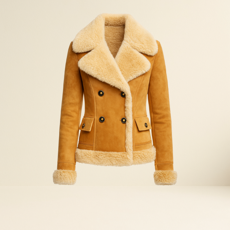 Women's Shearling-Lined Suede Aviator Jacket