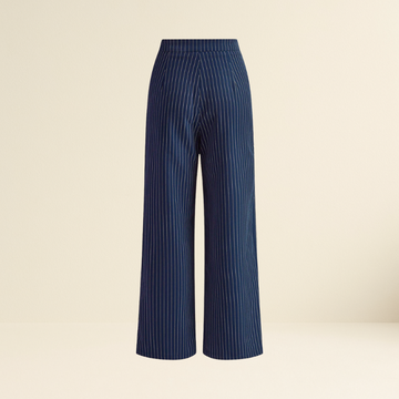 Pinstripe Pleated Wide-Leg Pants