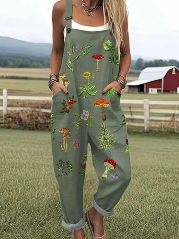Nature-Inspired Embroidery Jumpsuit